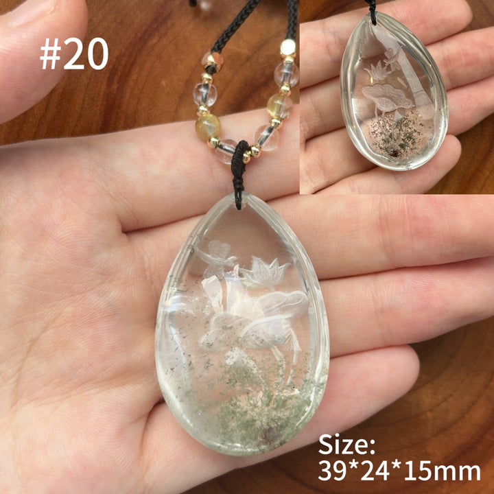 Unique Natural Garden Quartz Intaglio Crystal Pendant