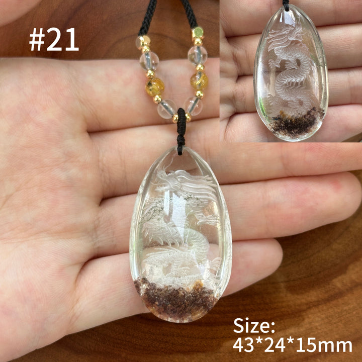Unique Natural Garden Quartz Intaglio Crystal Pendant