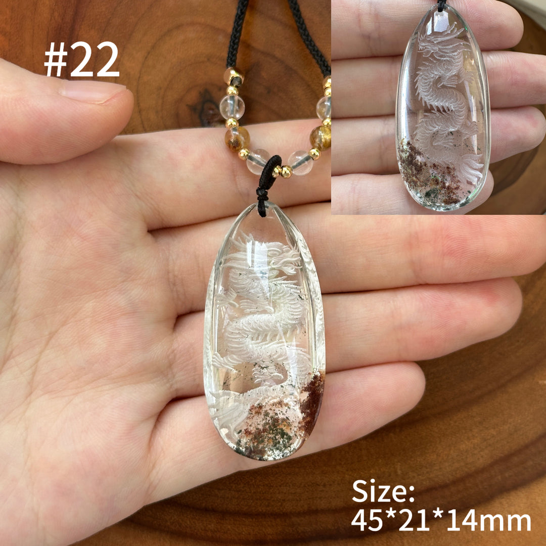 Unique Natural Garden Quartz Intaglio Crystal Pendant