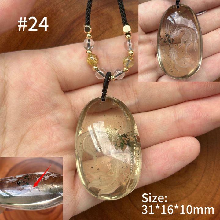Unique Natural Garden Quartz Intaglio Crystal Pendant
