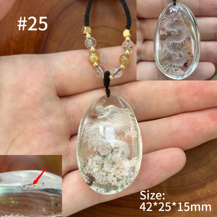 Unique Natural Garden Quartz Intaglio Crystal Pendant