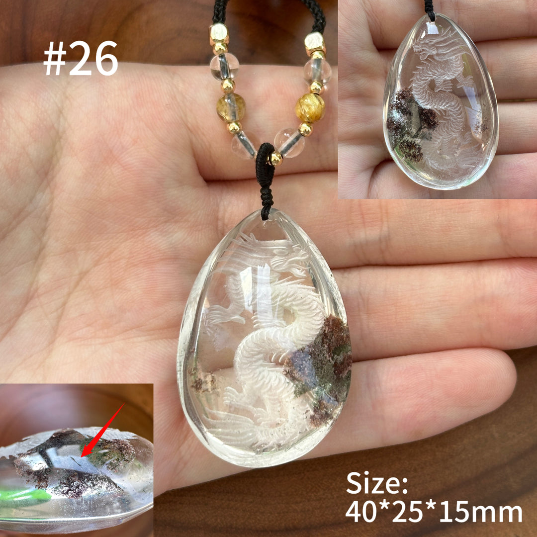 Unique Natural Garden Quartz Intaglio Crystal Pendant