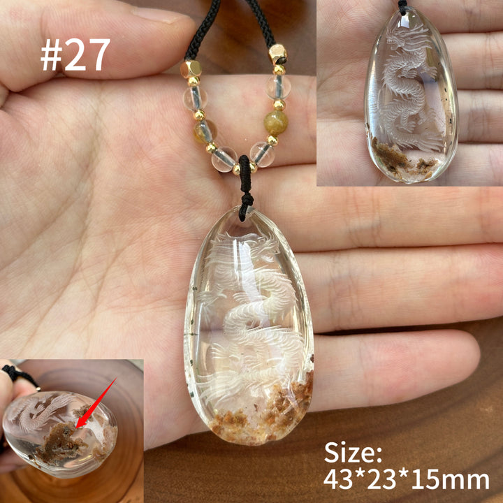 Unique Natural Garden Quartz Intaglio Crystal Pendant