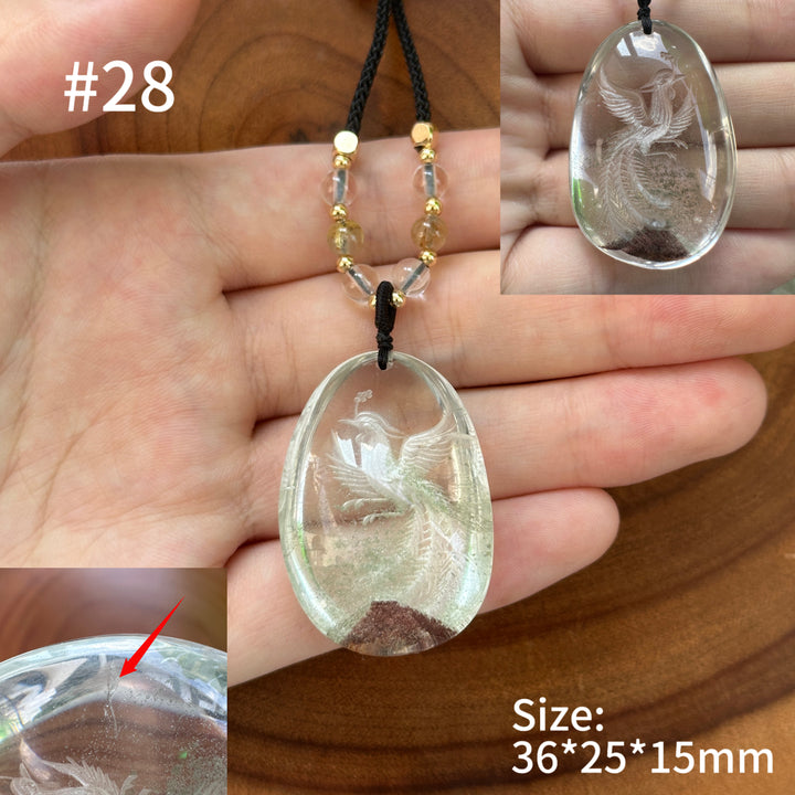 Unique Natural Garden Quartz Intaglio Crystal Pendant