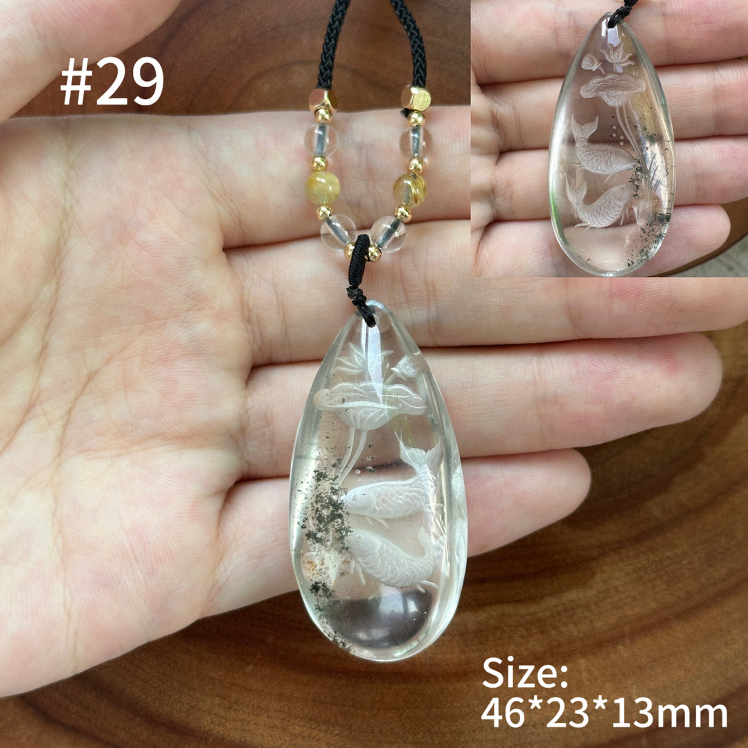 Unique Natural Garden Quartz Intaglio Crystal Pendant