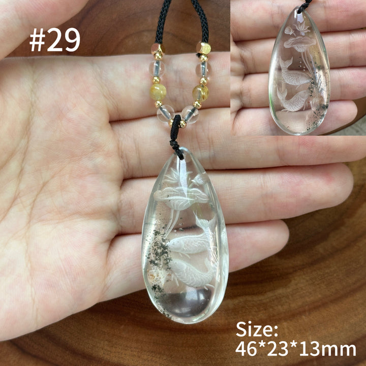 Unique Natural Garden Quartz Intaglio Crystal Pendant