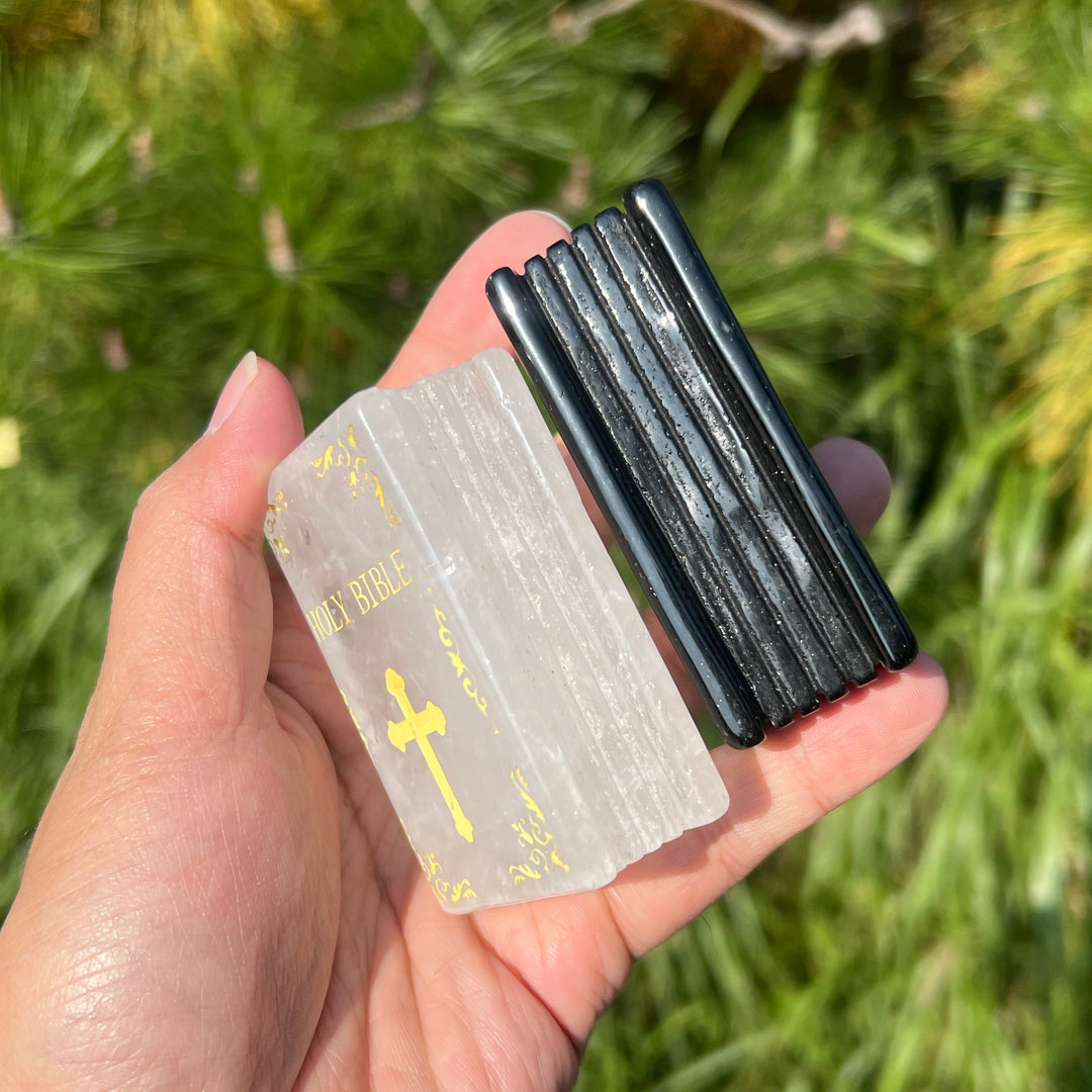 Natural Crystal Carved Bible