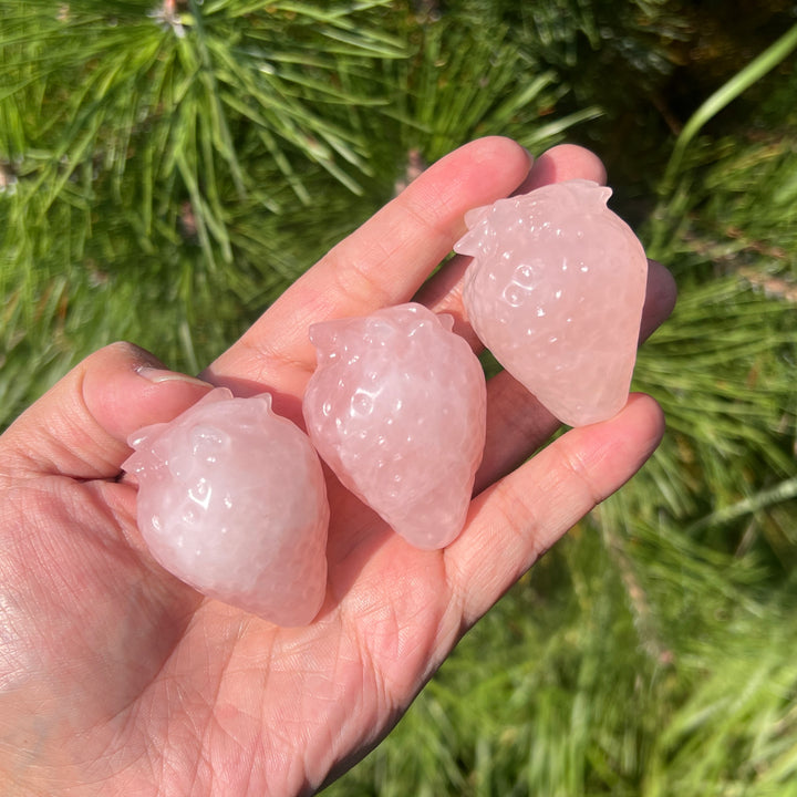 Natural Carving Rose Quartz Strawberry