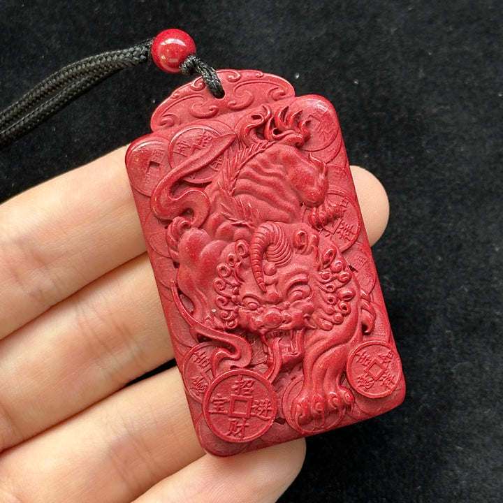 Natural Cinnabar Pixiu Pendant