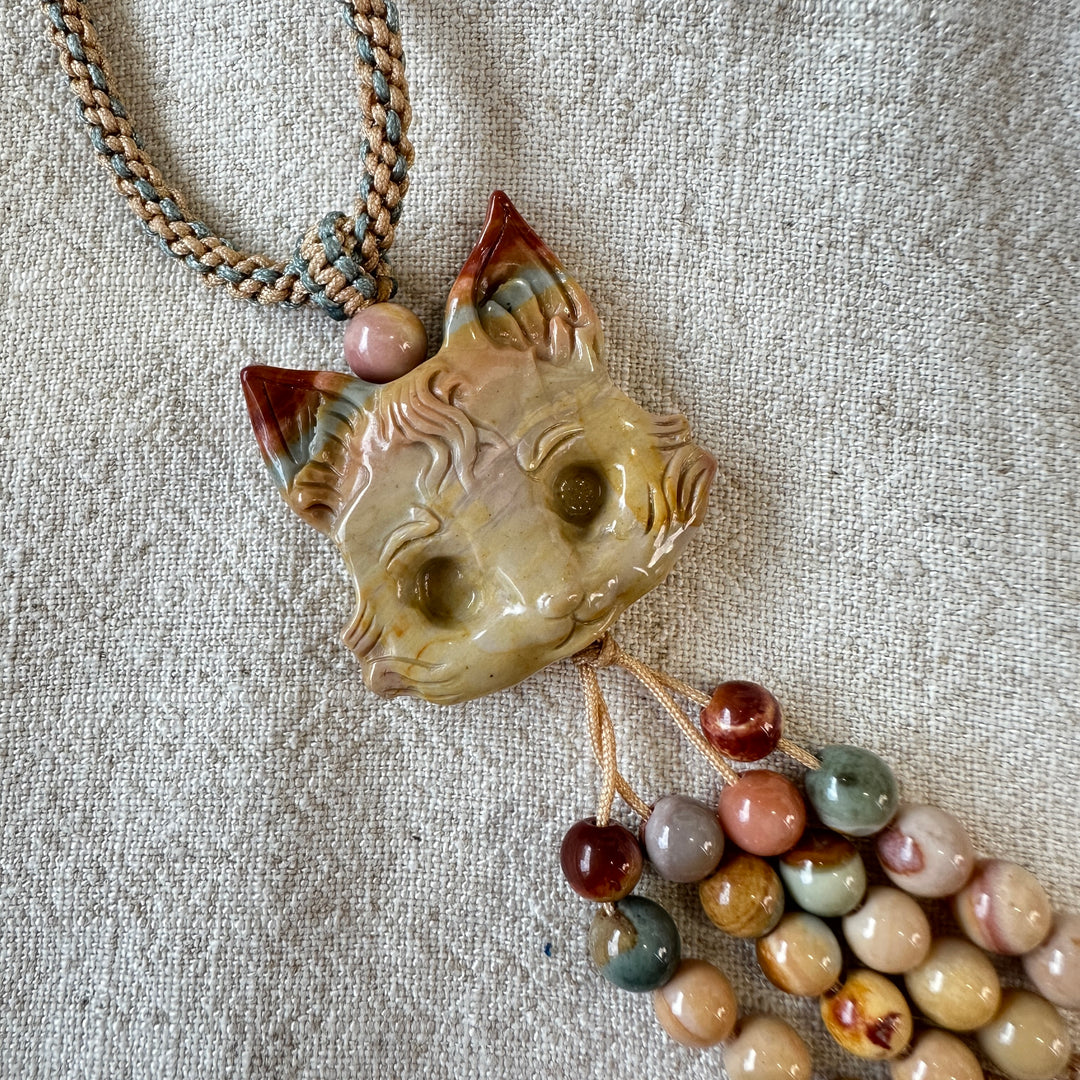 Natural Alashan Agate Fox Pendant