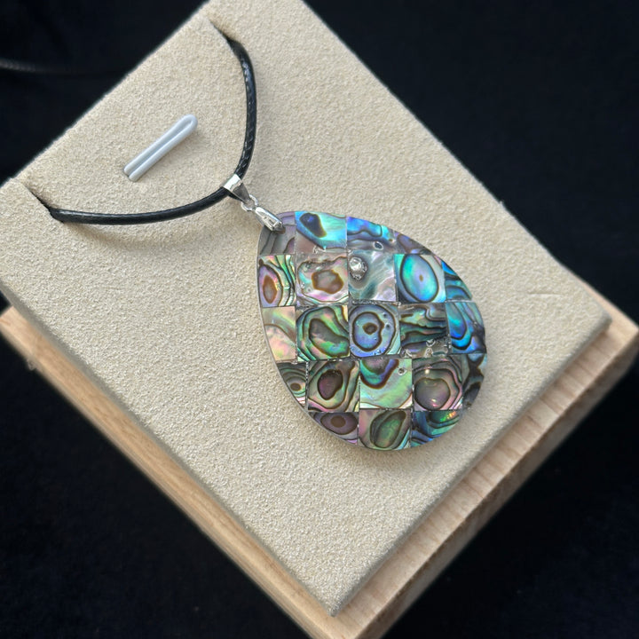 Natural Abalone Shell Inlay Teardrop Pendant