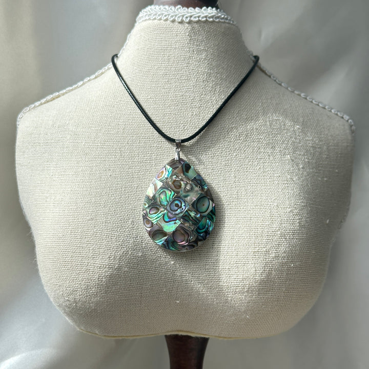Natural Abalone Shell Inlay Teardrop Pendant