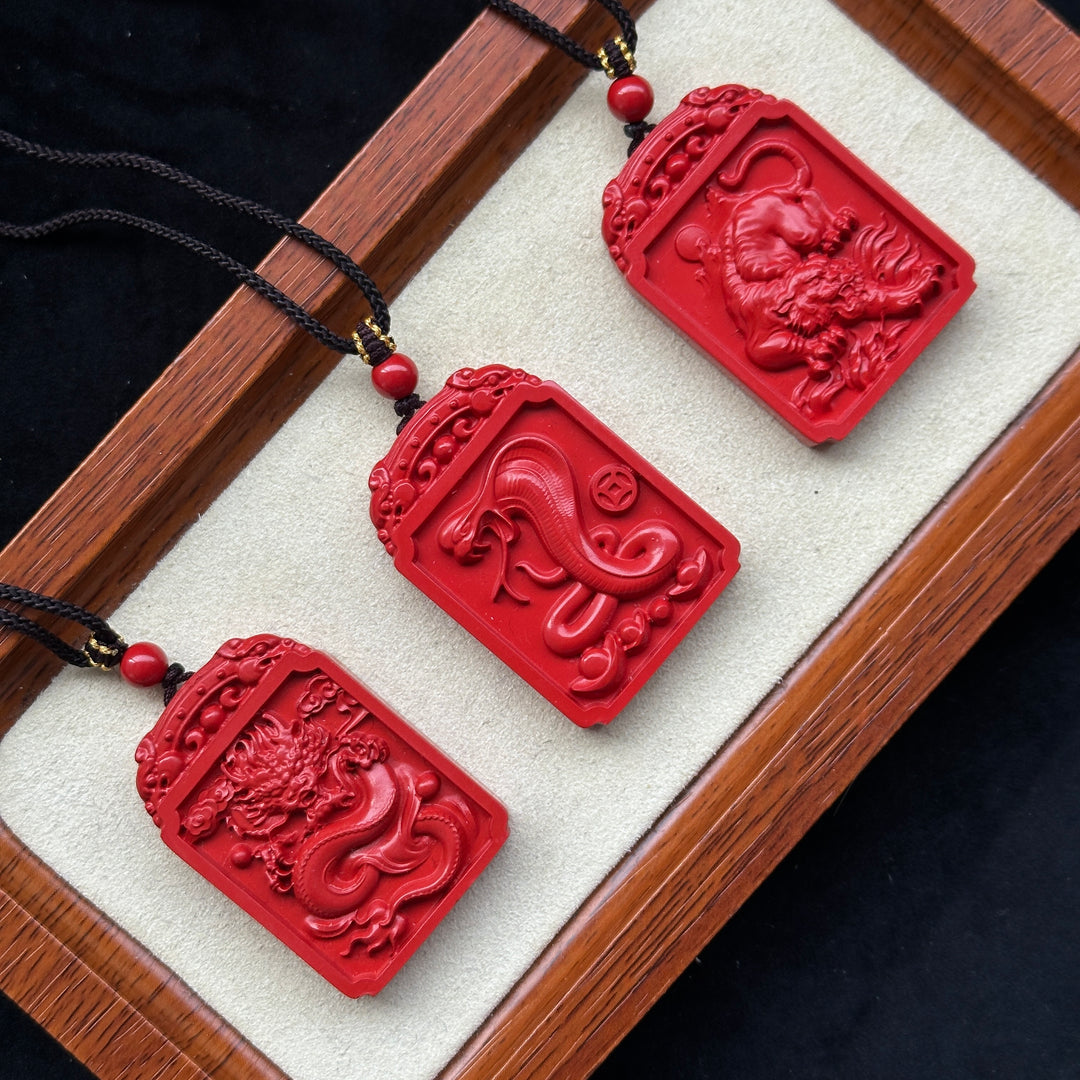 Chinese Zodiac Cinnabar Pendant