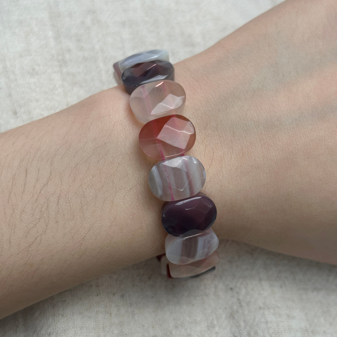African Red Agate Square Bead Bracelet 14.3-14.5mm