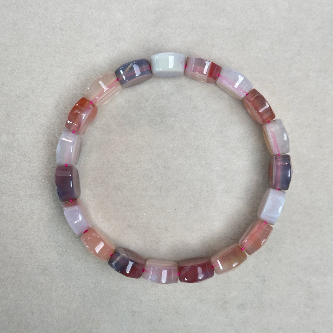 African Red Agate Square Bead Bracelet 14.3-14.5mm