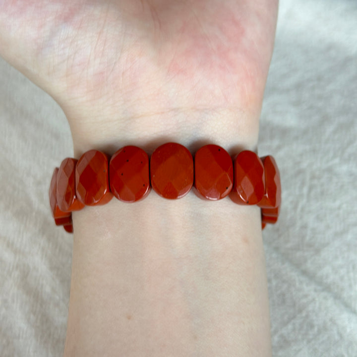 Red Jasper Square Bead Bracelet 19.3-19.5mm