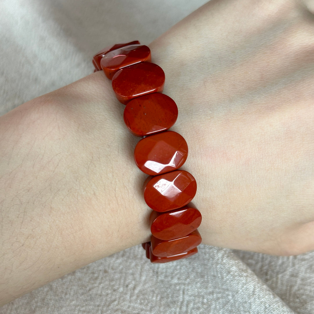 Red Jasper Square Bead Bracelet 19.3-19.5mm