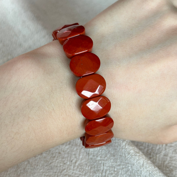 Red Jasper Square Bead Bracelet 19.3-19.5mm