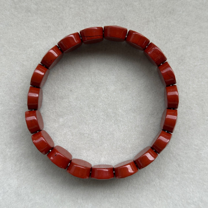 Red Jasper Square Bead Bracelet 19.3-19.5mm