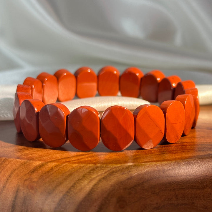 Red Jasper Square Bead Bracelet 19.3-19.5mm