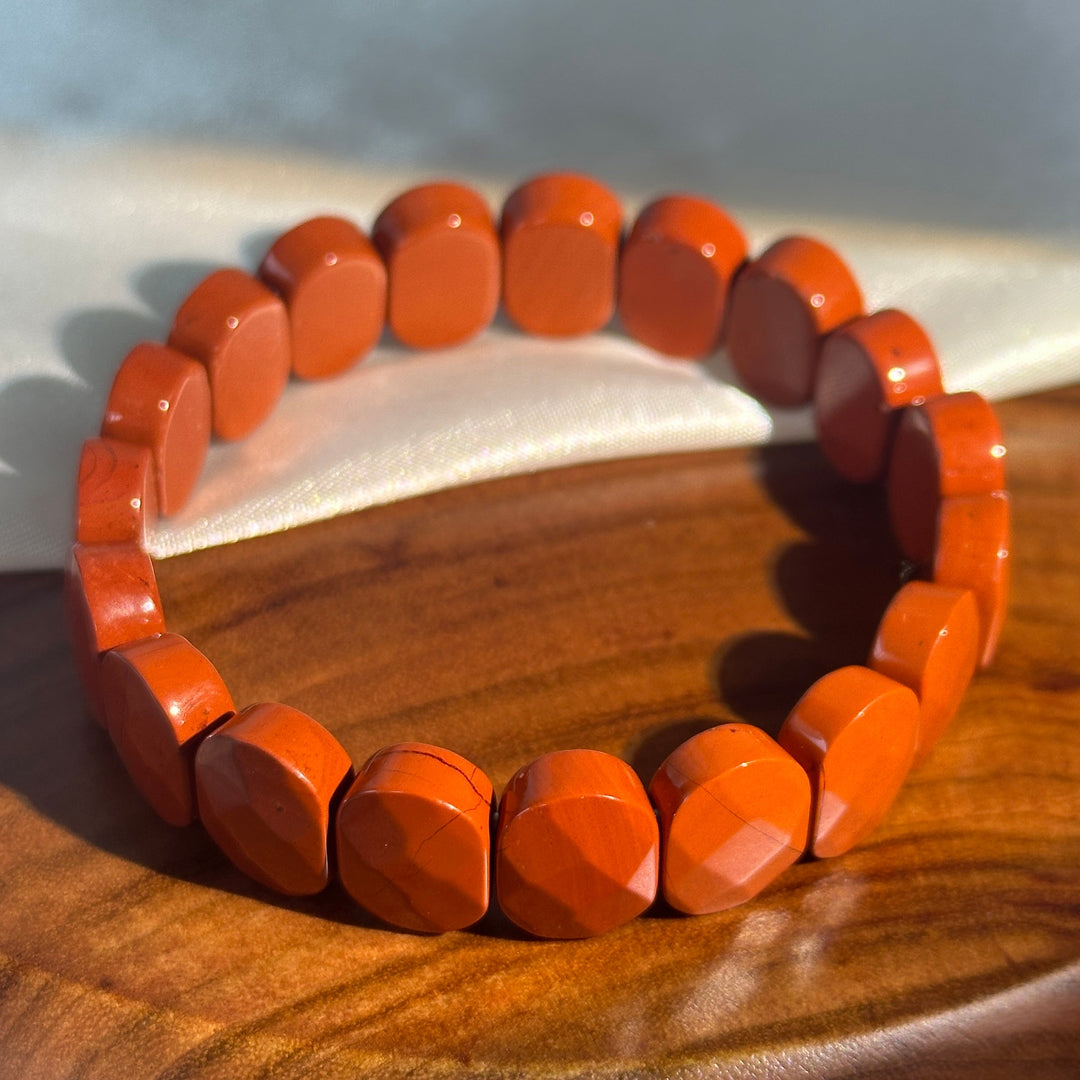 Red Jasper Square Bead Bracelet 19.3-19.5mm