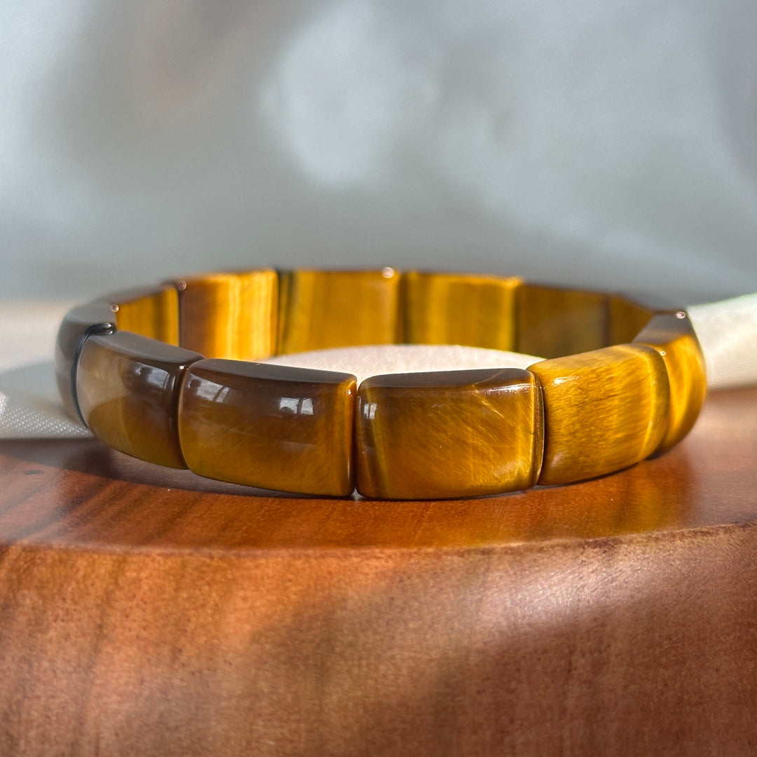 Yellow Tiger's Eye Square Bead Bracelet 10.4-11.0mm