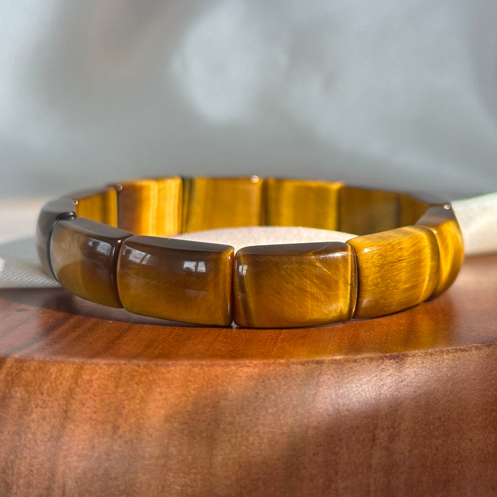 Yellow Tiger's Eye Square Bead Bracelet 10.4-11.0mm