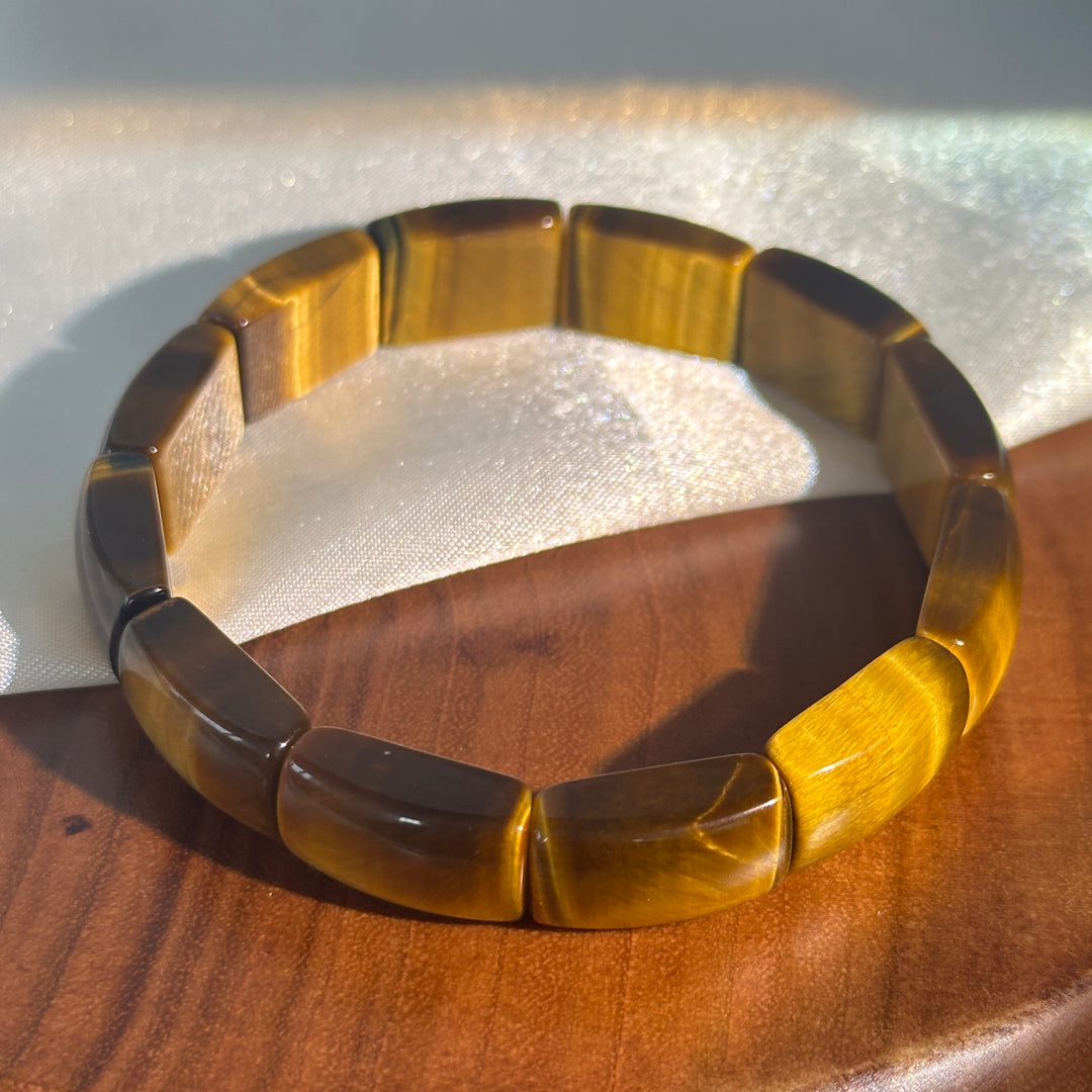Yellow Tiger's Eye Square Bead Bracelet 10.4-11.0mm