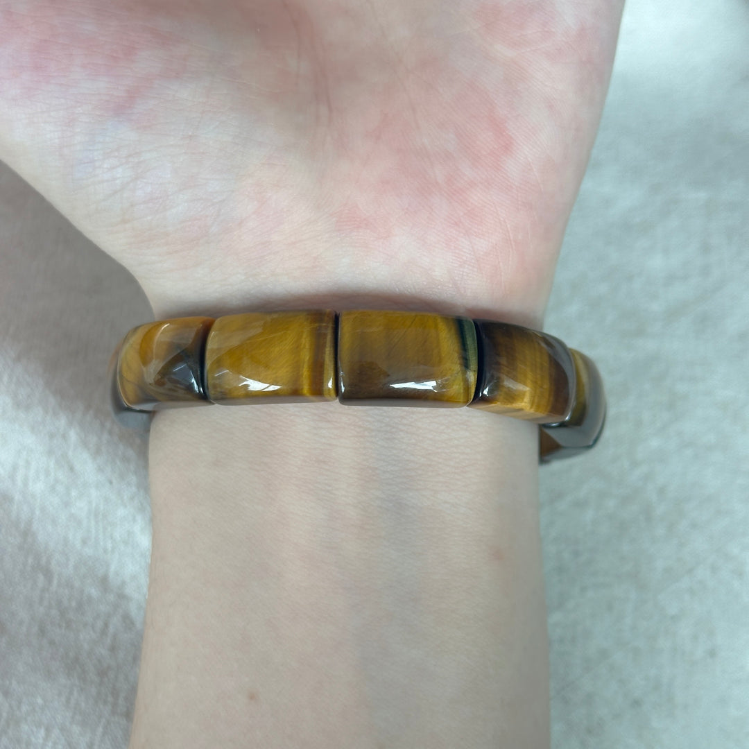 Yellow Tiger's Eye Square Bead Bracelet 10.4-11.0mm