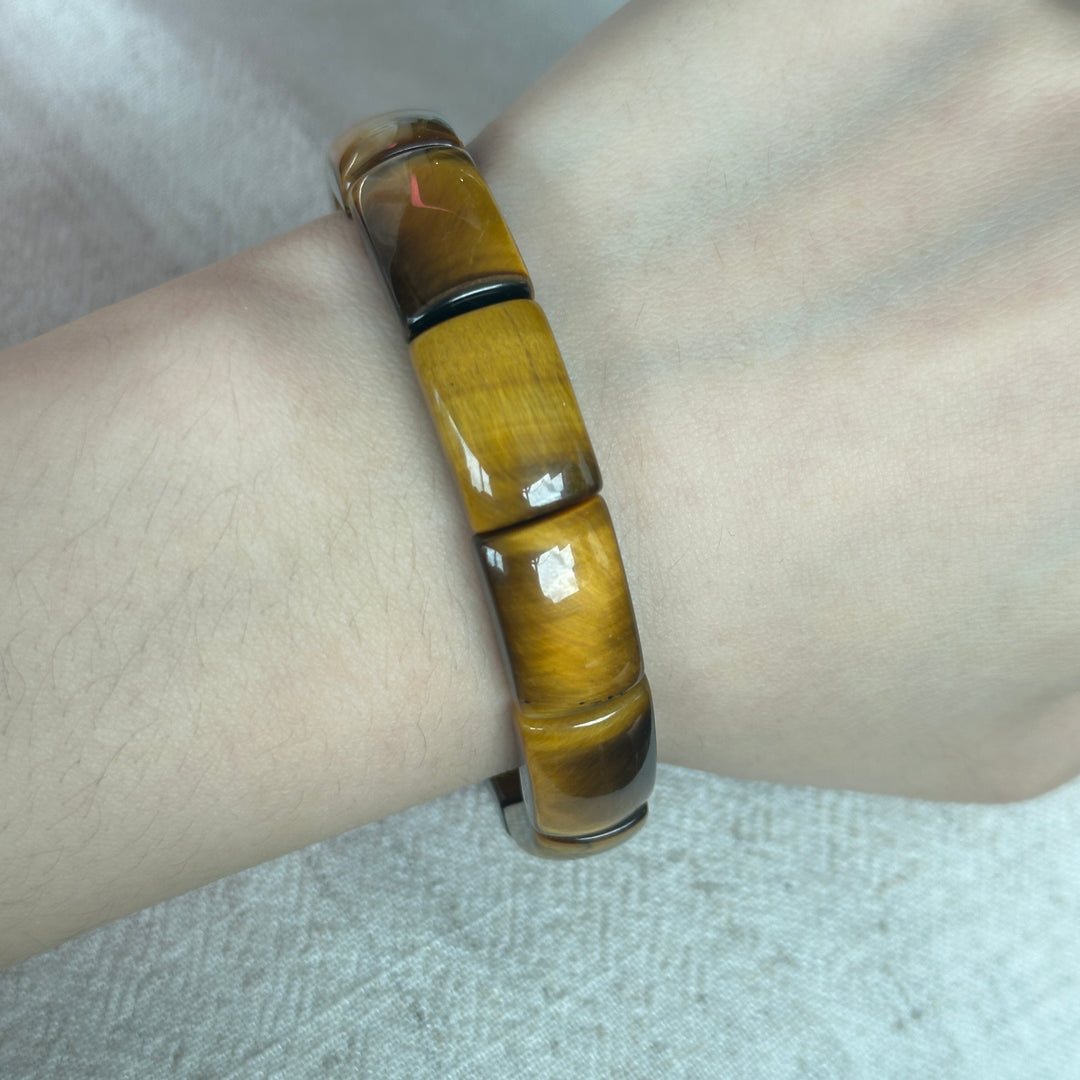 Yellow Tiger's Eye Square Bead Bracelet 10.4-11.0mm