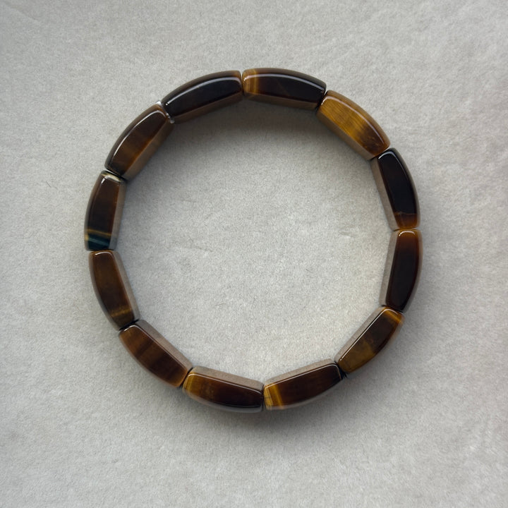 Yellow Tiger's Eye Square Bead Bracelet 10.4-11.0mm