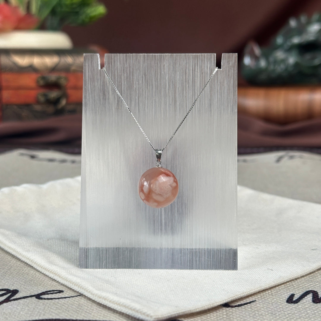 Flower Agate Round Pendant