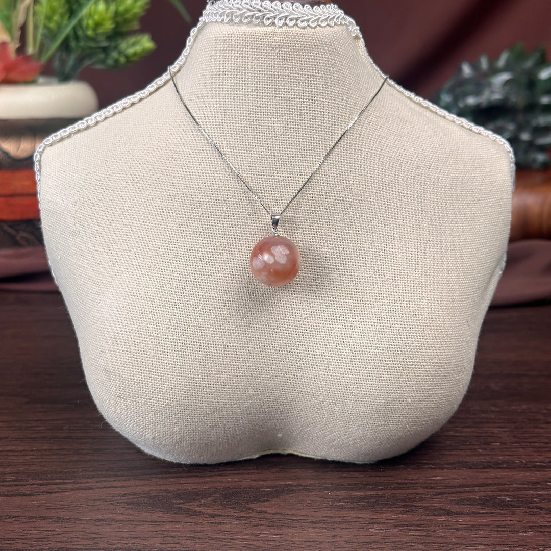 Flower Agate Round Pendant