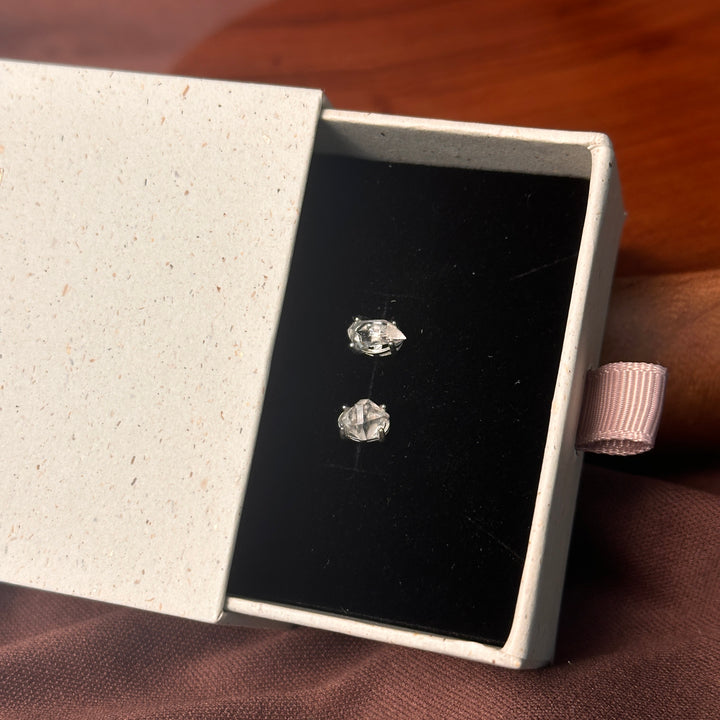 Diamond Quartz Organic Stud Earrings