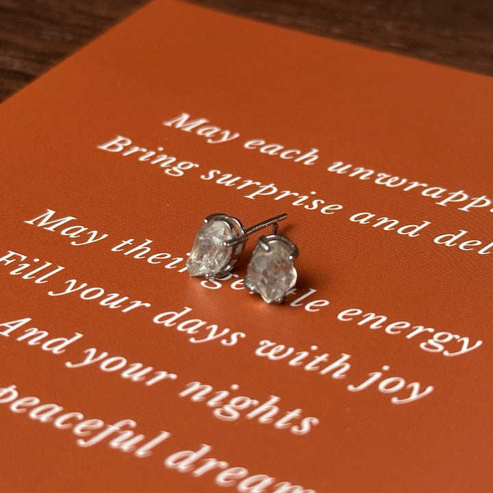 Diamond Quartz Organic Stud Earrings