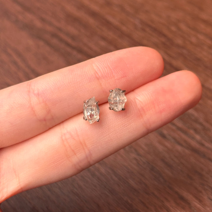 Diamond Quartz Organic Stud Earrings