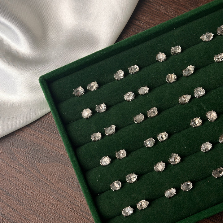 Diamond Quartz Organic Stud Earrings