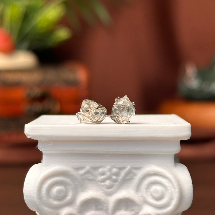 Diamond Quartz Organic Stud Earrings