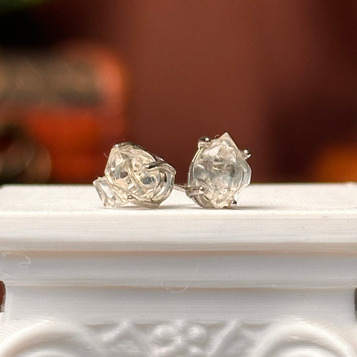 Diamond Quartz Organic Stud Earrings