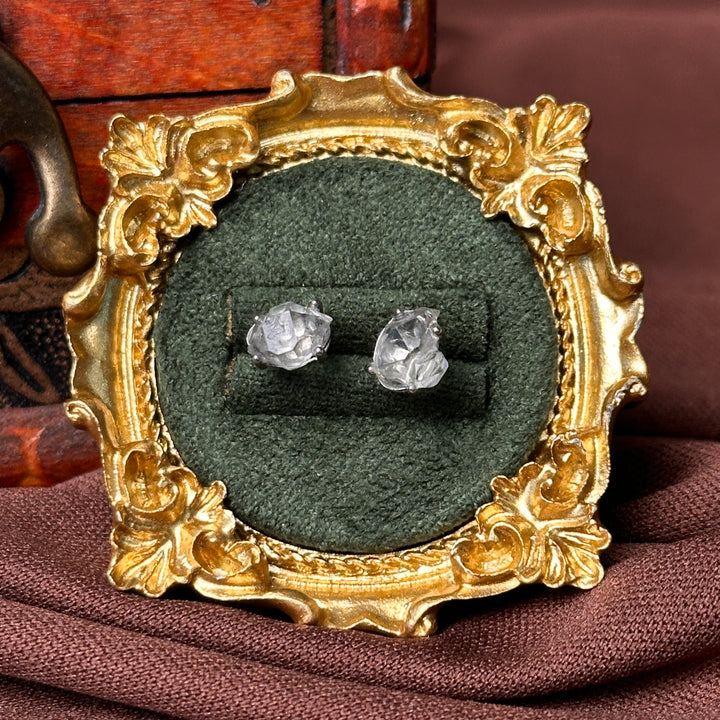 Diamond Quartz Organic Stud Earrings