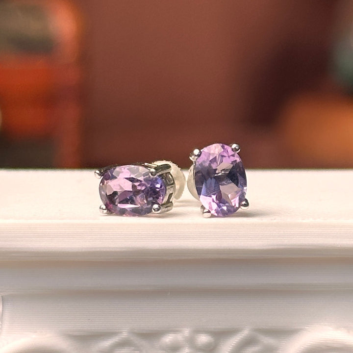 Amethyst Faceted Stud Earrings