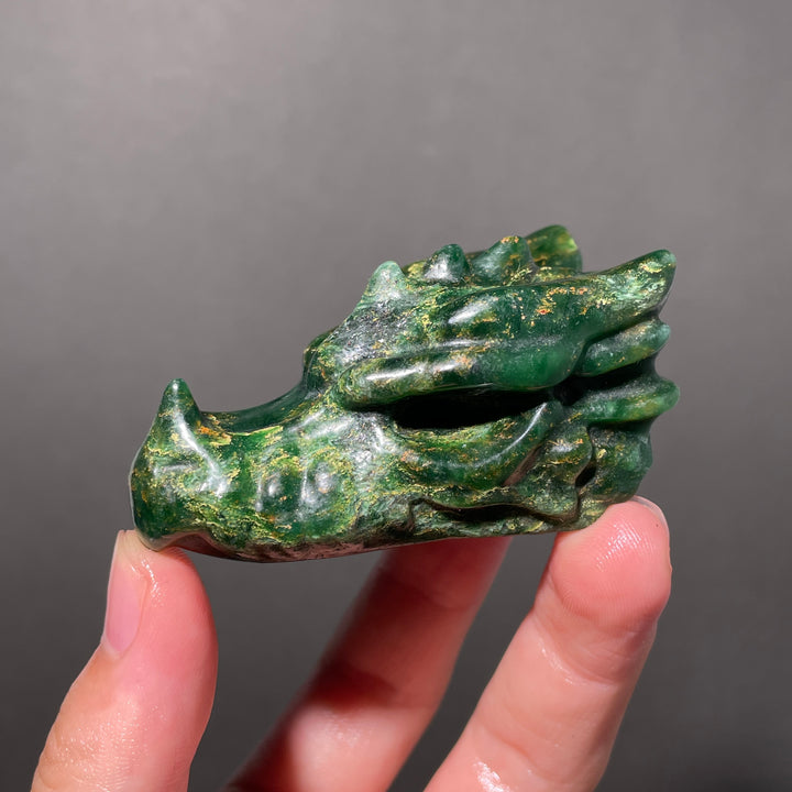 Fuchsite in Quartz Dragon Skull