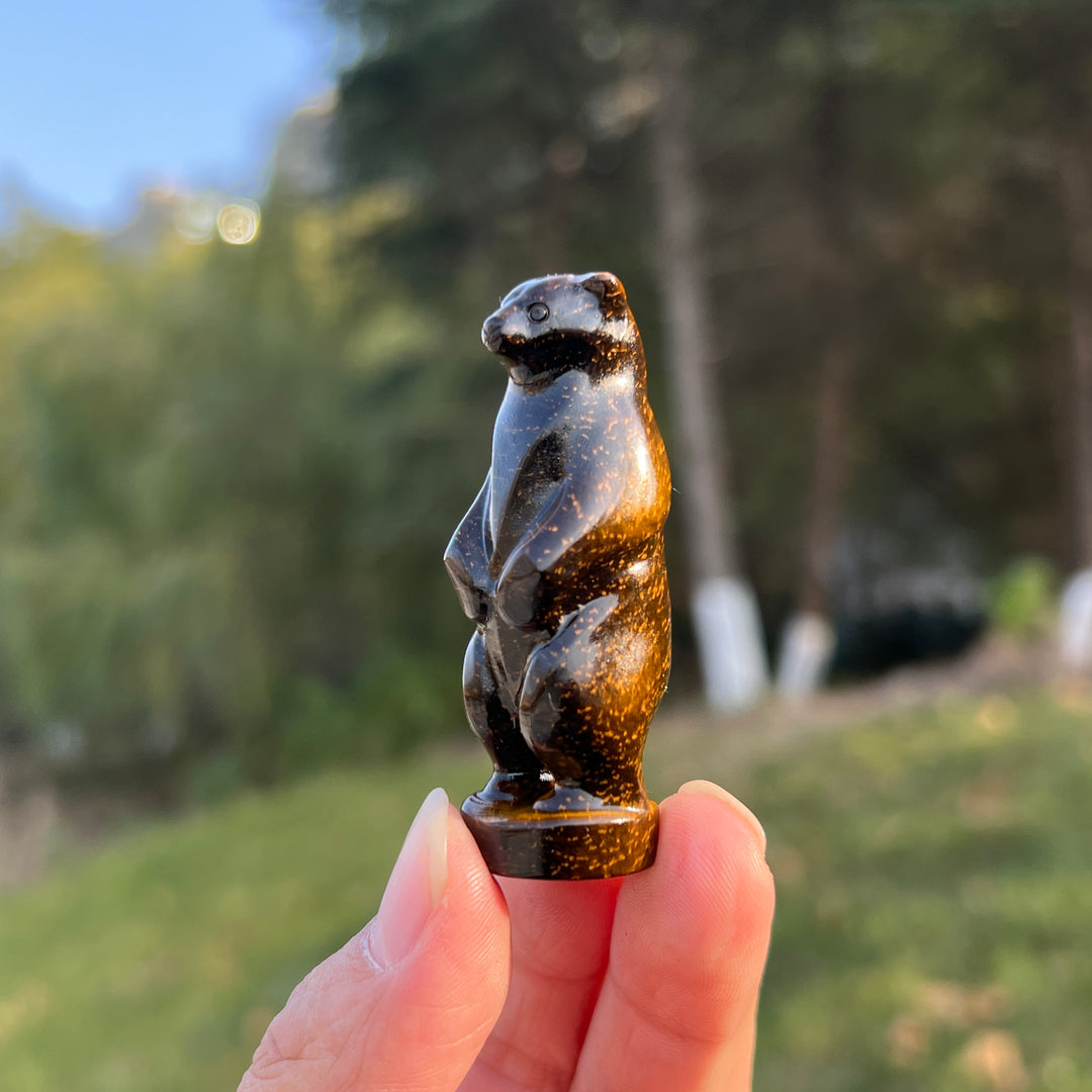 Natural Tiger's Eye Small Standing Bear