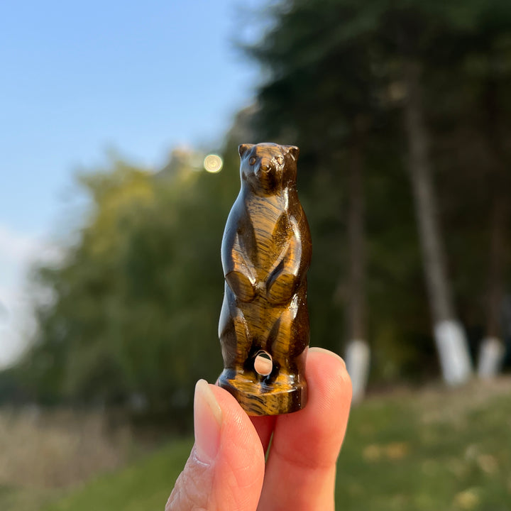 Natural Tiger's Eye Small Standing Bear