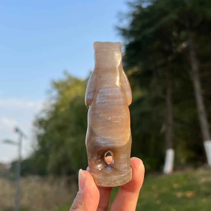 Natural Sunstone-Moonstone Standing Bear
