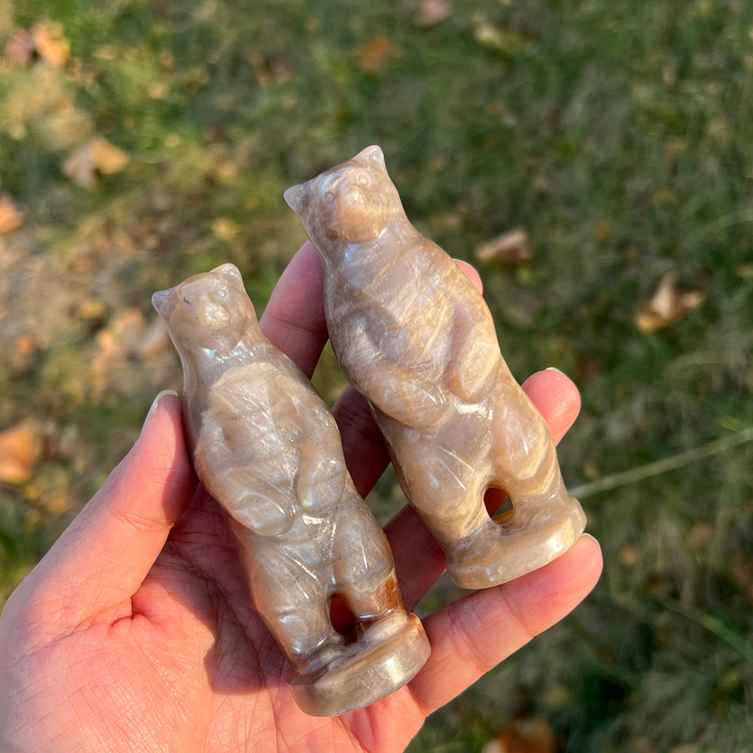 Natural Sunstone-Moonstone Standing Bear