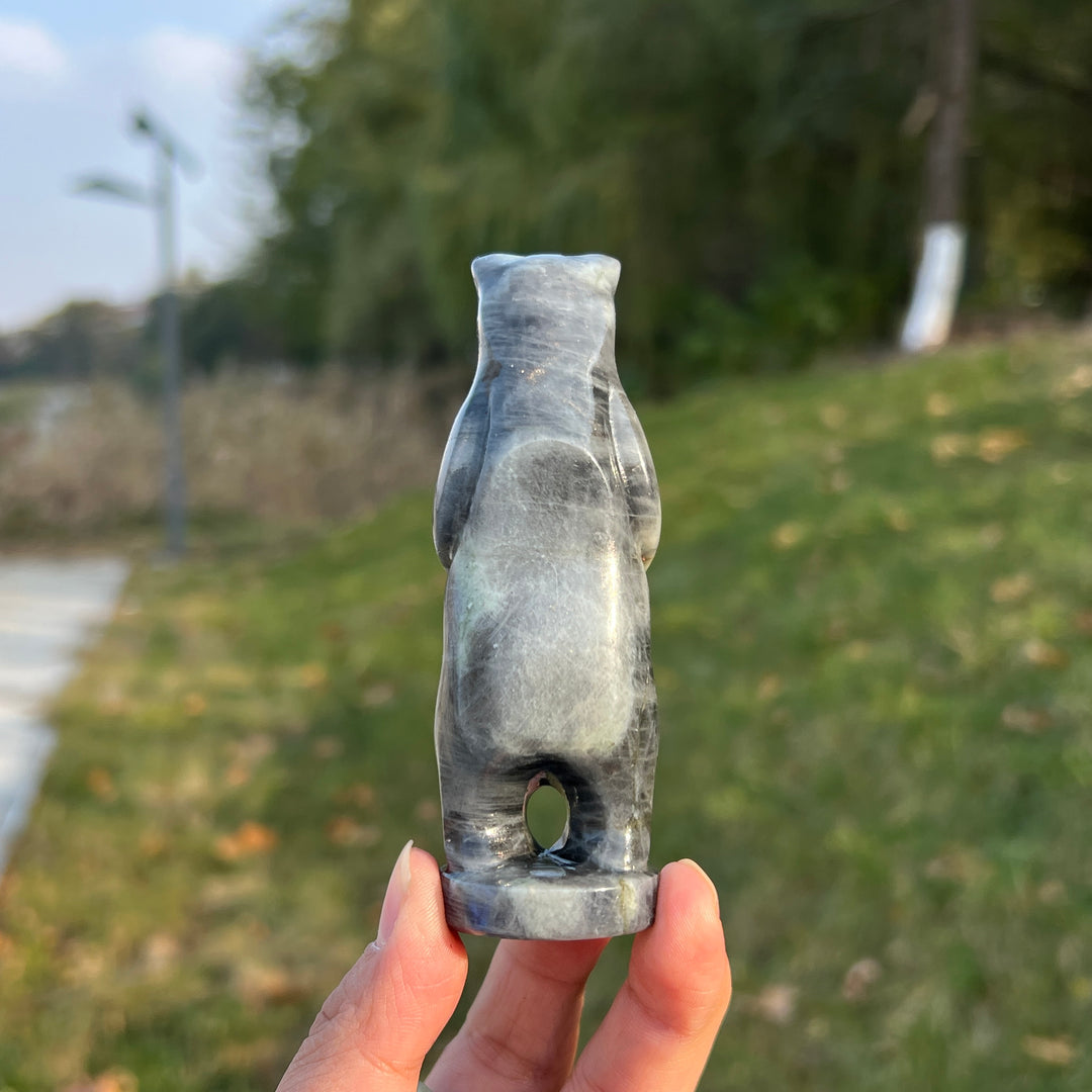 Natural Labradorite Standing Bear