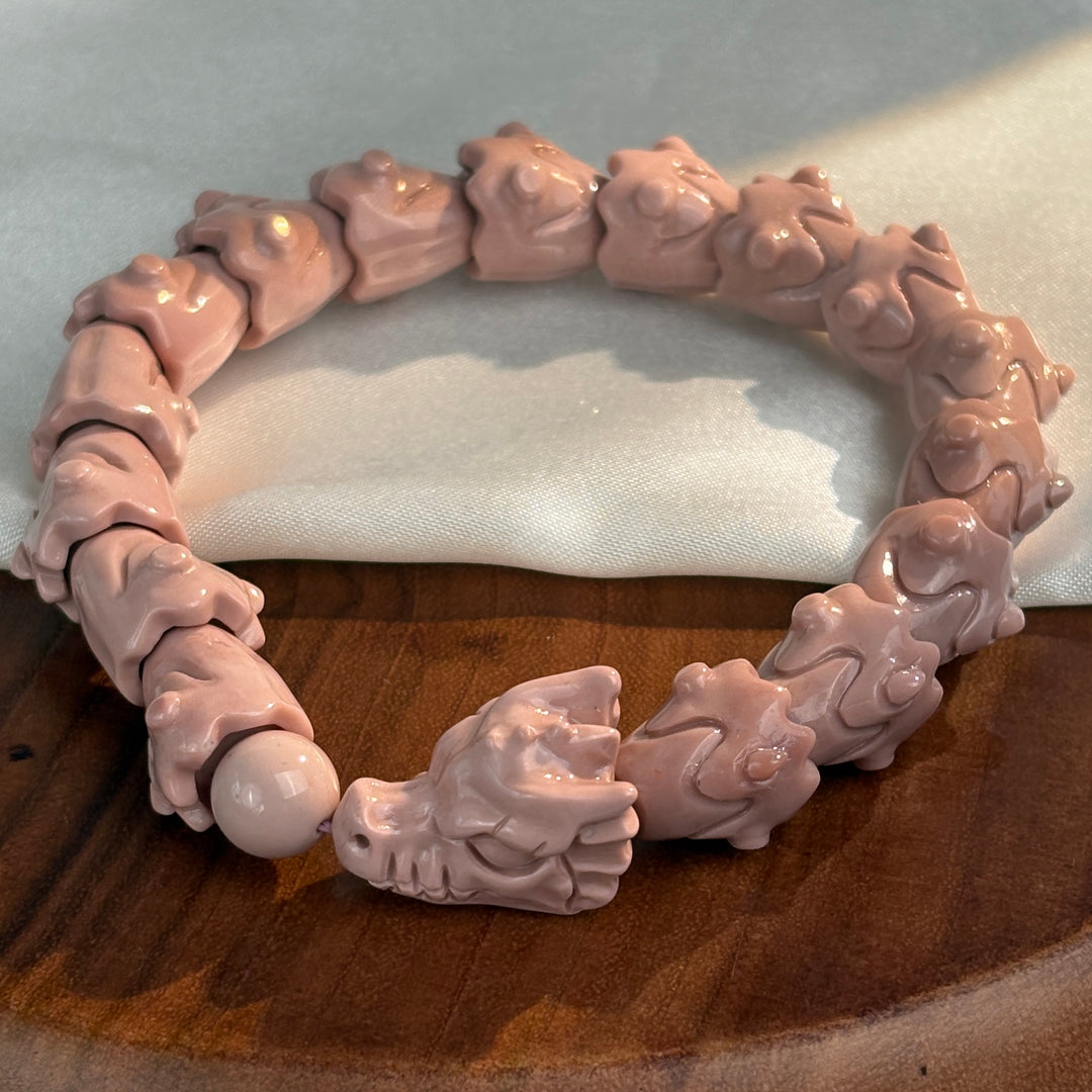 Alashan Agate Soft Pink Dragon Bracelet 12.9-13.4mm