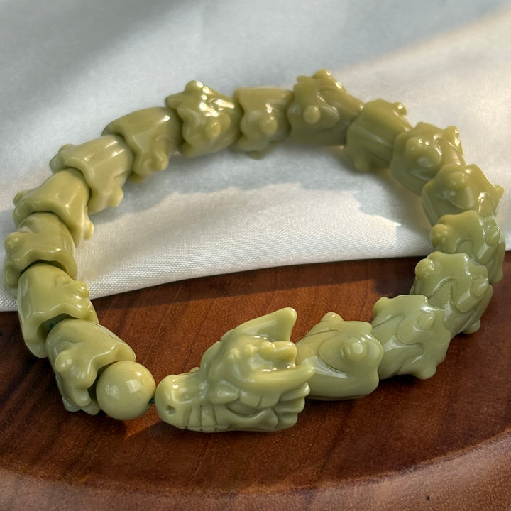 Alashan Agate Green Dragon Bracelet 12.9-13.5mm
