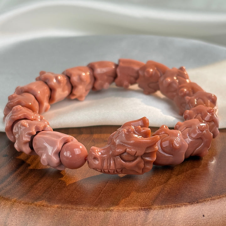 Alashan Agate Pink Dragon Bracelet 13.2-13.4mm